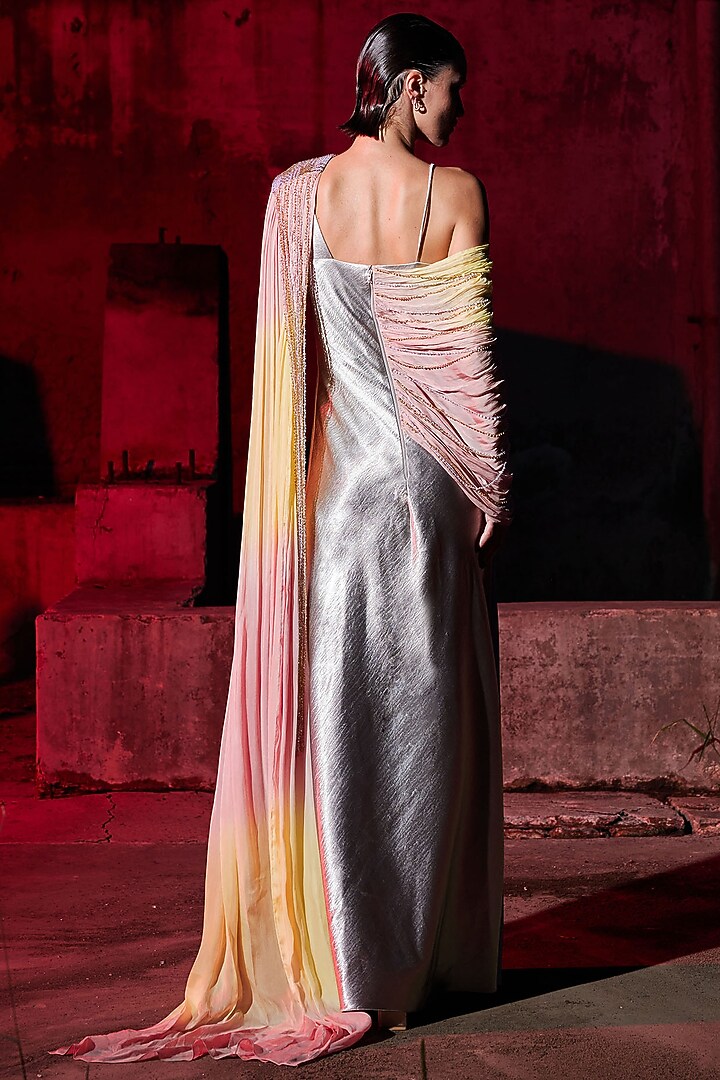 pink saree dress design Indian Pink Saree Dress | Sari Drape Dress