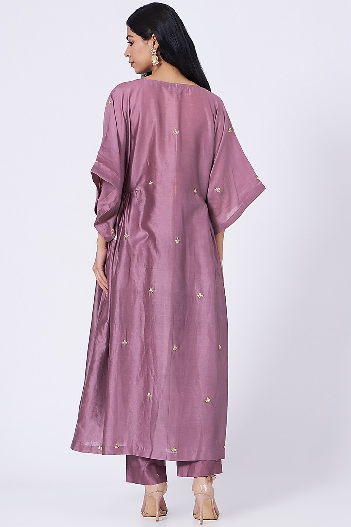Purple Zardosi Embroidered Kaftan Kurta Set by Amrita KM at Pernia's Pop Up Shop
