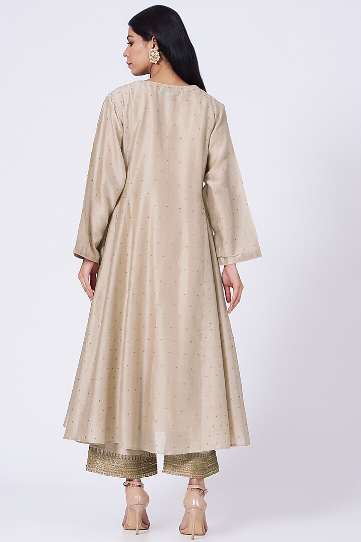 Gold Sequins & Zardosi Embroidered Kurta Set by Amrita KM at Pernia's Pop Up Shop