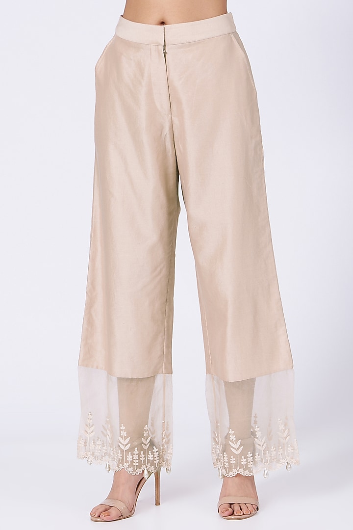 Peach Silk Chanderi Kurta Set by Amrita KM at Pernia's Pop Up Shop