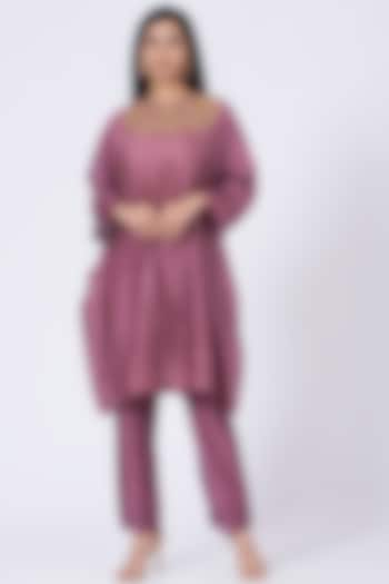 Purple Zardosi Embroidered Kurta Set by Amrita KM