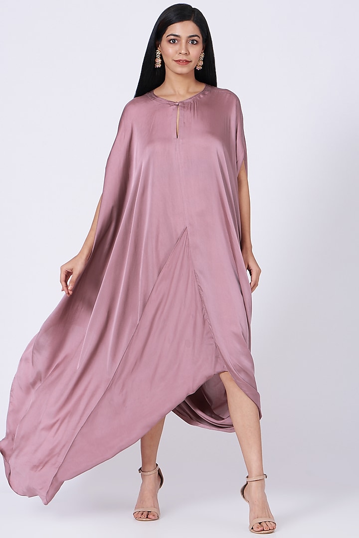 Purple Sequins Embroidered Draped Cowl Dress by Amrita KM