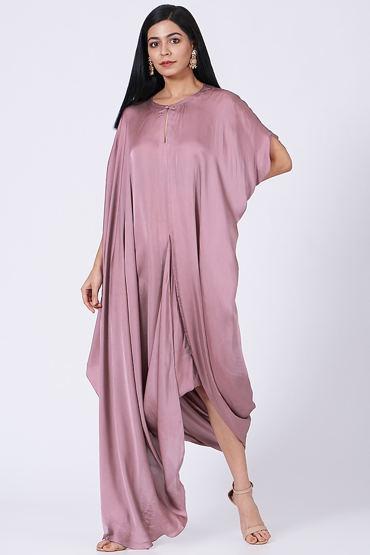 Purple Sequins Embroidered Draped Cowl Summer Dress by Amrita KM at Pernia's Pop Up Shop