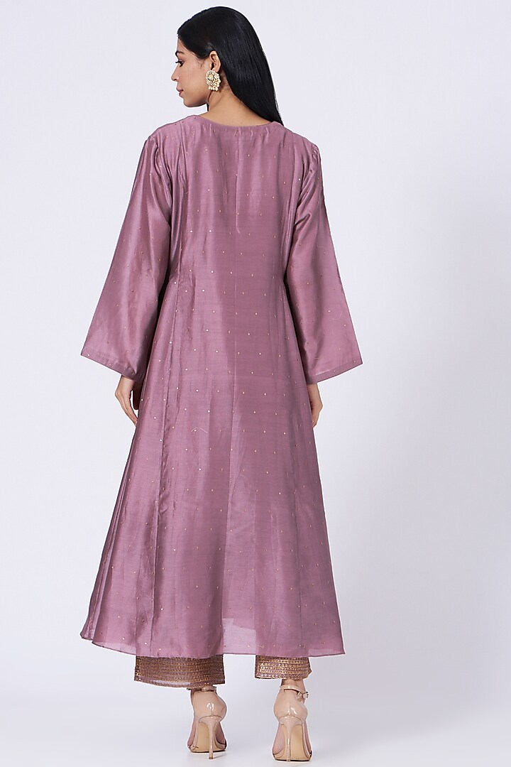 Purple Sequins & Zardosi Embroidered Kurta Set by Amrita KM at Pernia's Pop Up Shop