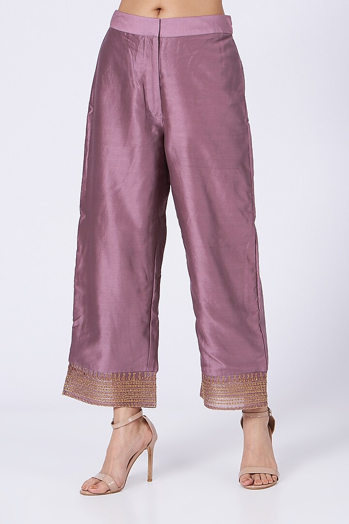 Purple Sequins & Zardosi Embroidered Kurta Set by Amrita KM at Pernia's Pop Up Shop