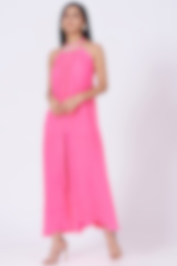 Bright Pink Embellished Resort Dress by Amrita KM