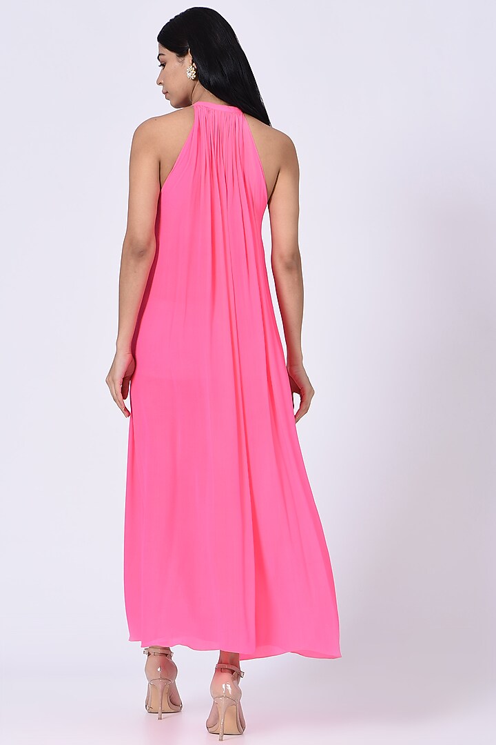 Bright Pink Embellished Resort Vacation Dress by Amrita KM at Pernia's Pop Up Shop