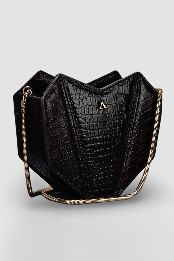 Deep Brown Leather Embellished Crossbody Bag by Akinna at Pernia's Pop Up Shop