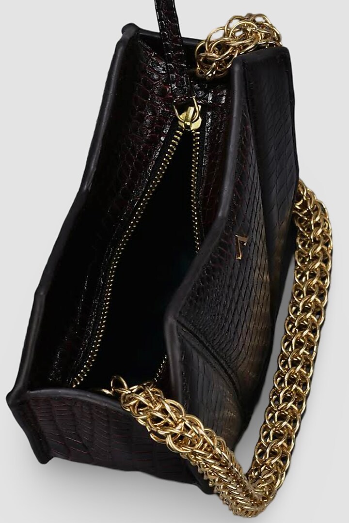 Deep Brown Leather Embellished Crossbody Bag by Akinna at Pernia's Pop Up Shop