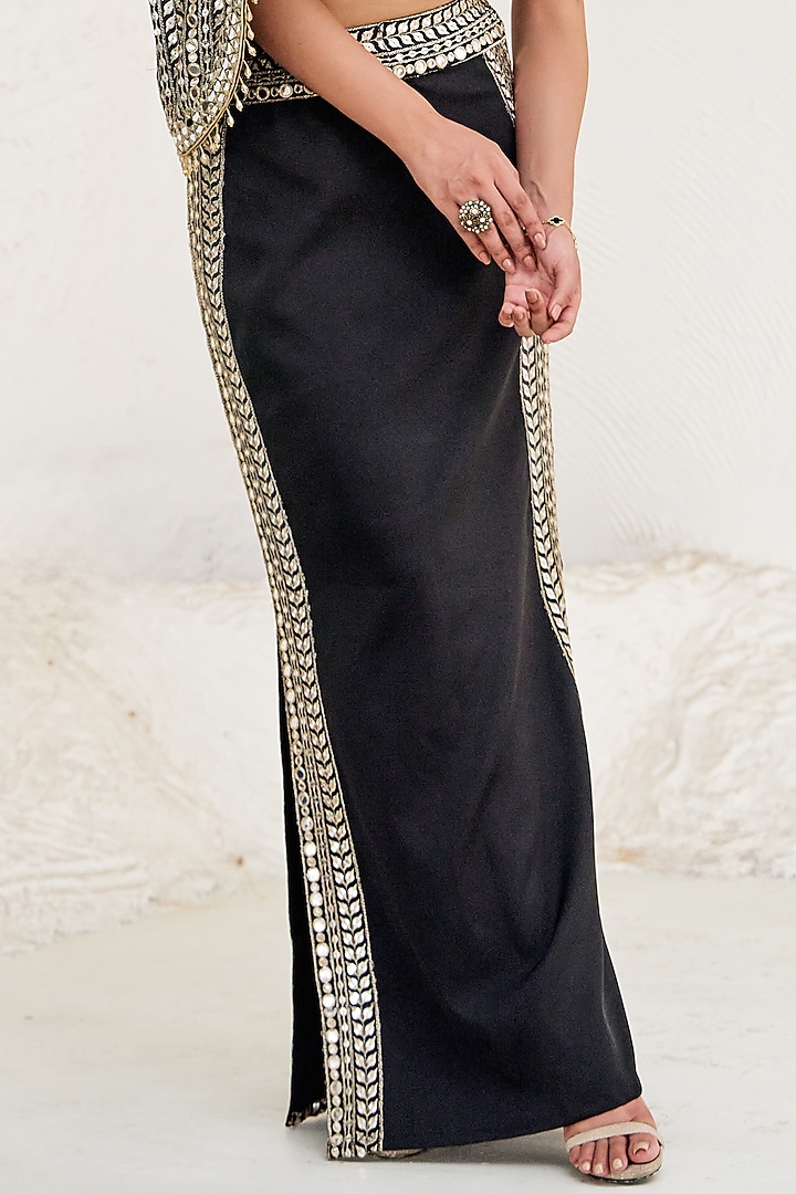 Black Georgette Skirt Set by Akanksha Mago at Pernia's Pop Up Shop