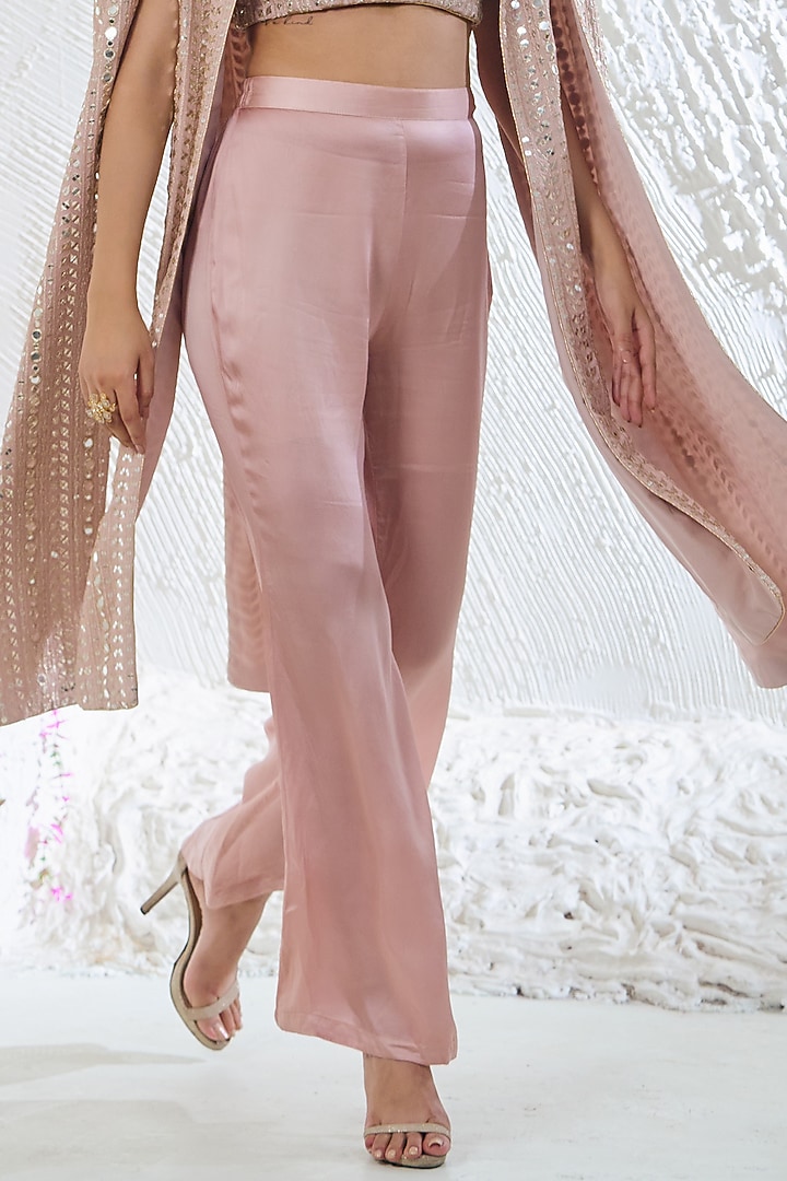 Nude Pink Georgette Zari Work Cape Style Jacket Set by Akanksha Mago at Pernia's Pop Up Shop