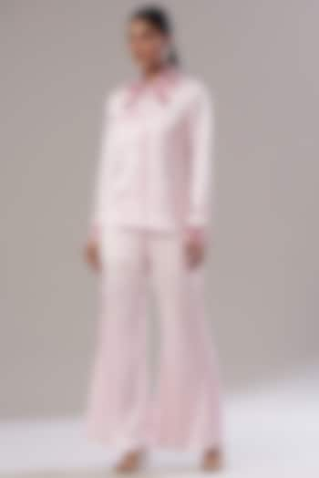 Blush Pink Italian Satin Pant Set by Akanksha Mago at Pernia's Pop Up Shop