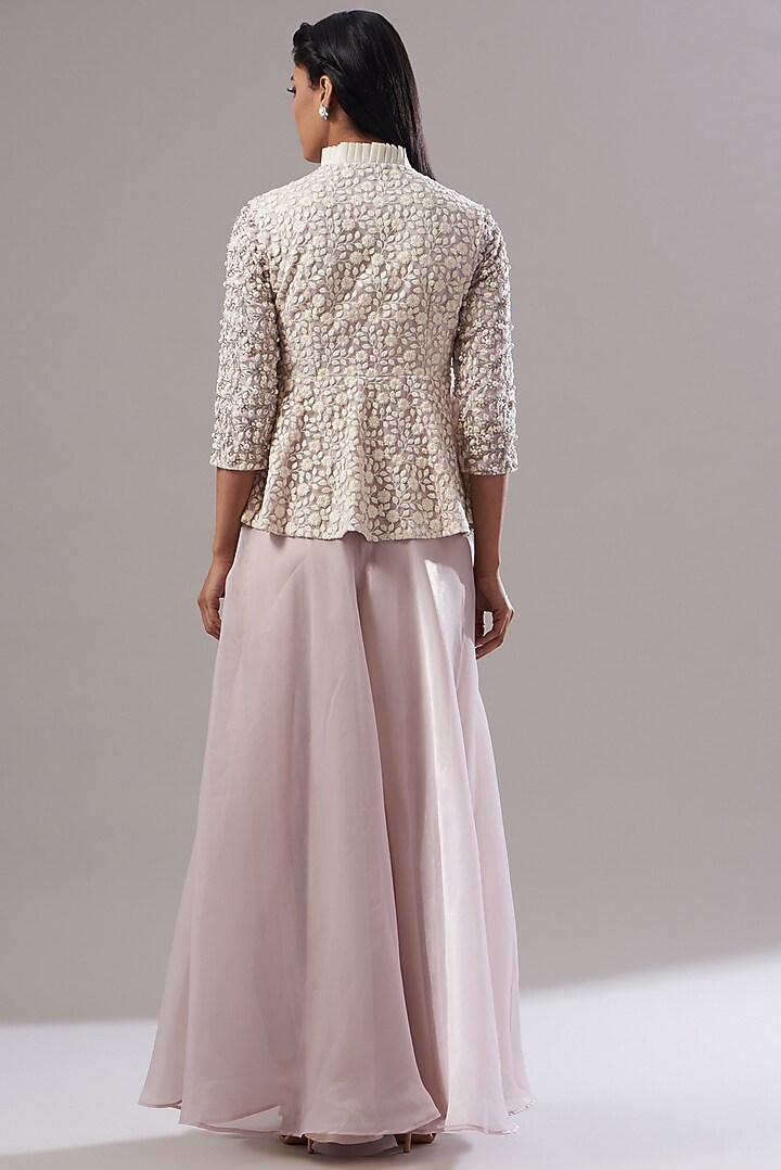 Mauve Organza Wedding Sharara Set by Akanksha Mago at Pernia's Pop Up Shop