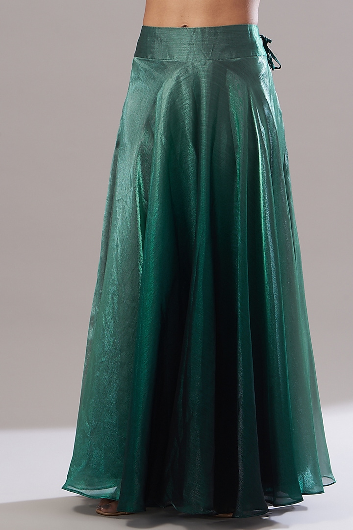 Emerald Green Organza Wedding Lehenga Set by Akanksha Mago at Pernia's Pop Up Shop