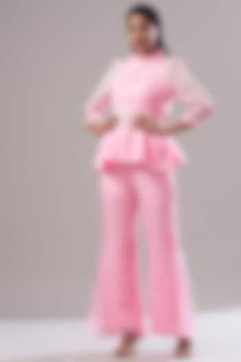 Pink Organza Pant Set by Akanksha Mago at Pernia's Pop Up Shop