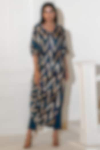 Blue Georgette Lurex Printed Kurta Set by Akanksha Mago at Pernia's Pop Up Shop