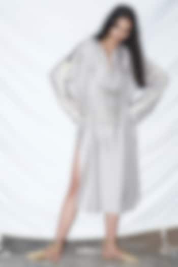 Greyish Beige Silk Twill Dress by AKOK