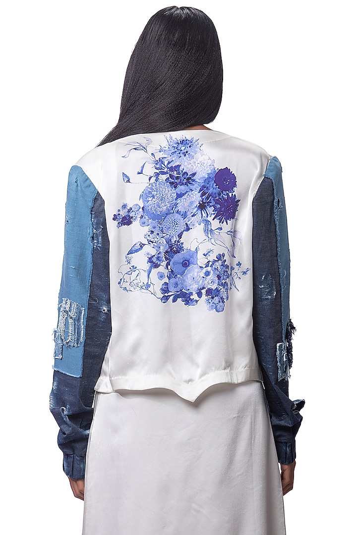 White & Blue Silk Skirt Set by AKOK at Pernia's Pop Up Shop