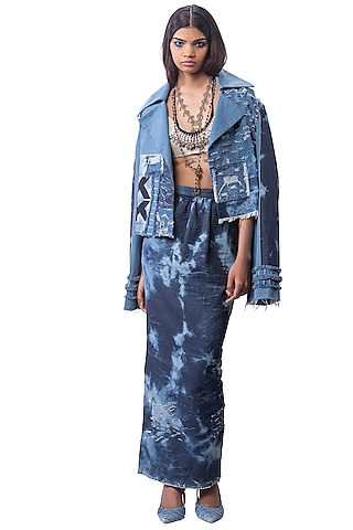 Blue Denim Oversized Jacket by AKOK