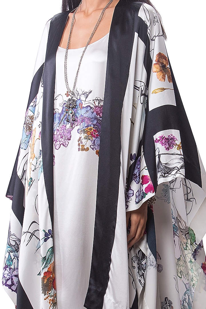 White Silk Printed Jacket Cocktail Dress by AKOK at Pernia's Pop Up Shop