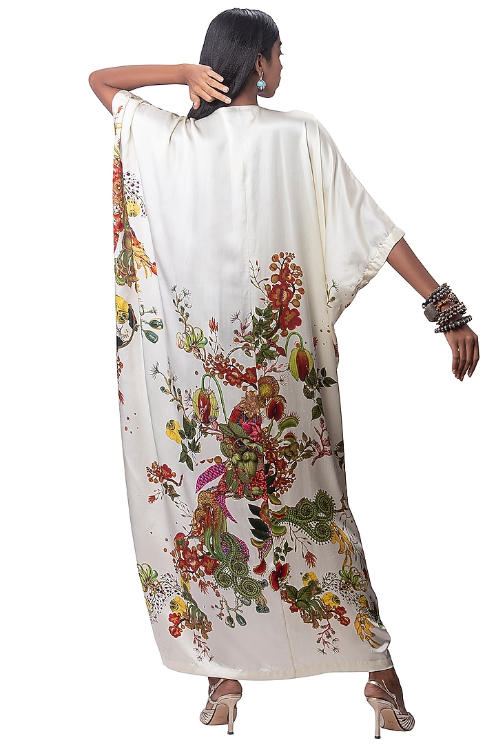White Satin Printed Cocktail Dress by AKOK at Pernia's Pop Up Shop