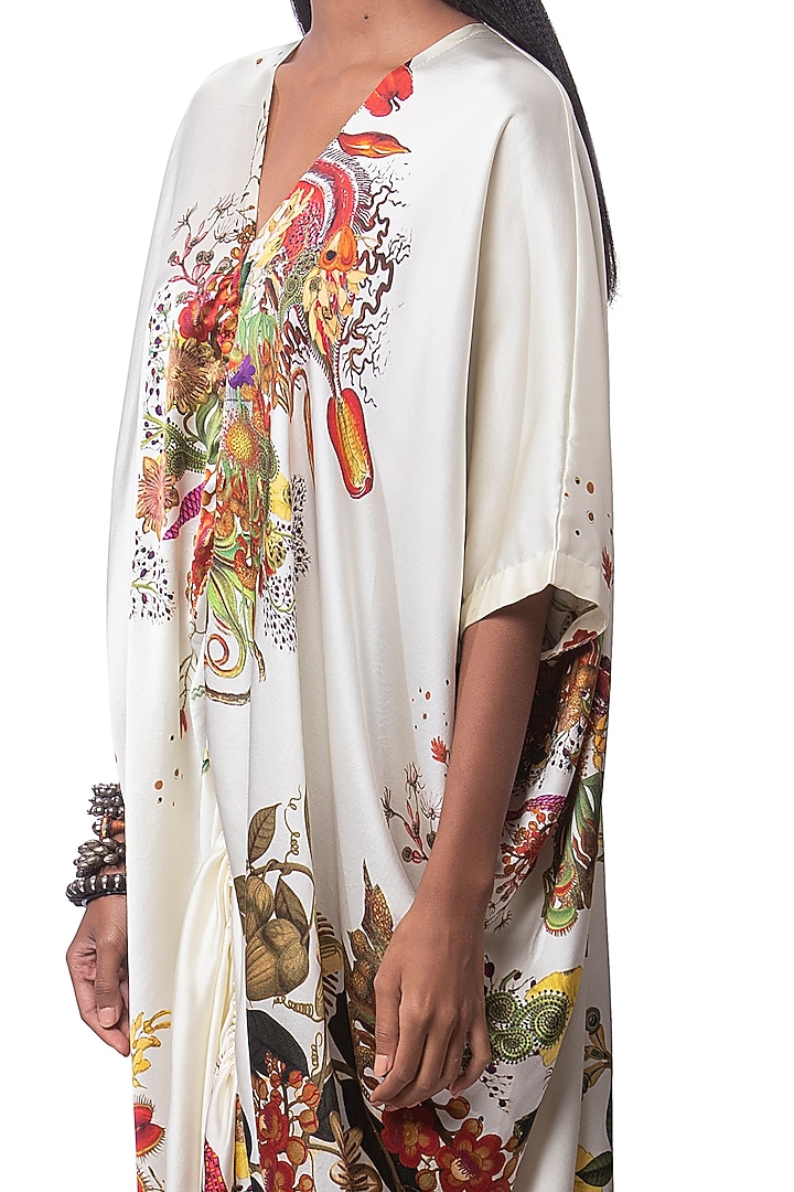 White Satin Printed Cocktail Dress by AKOK at Pernia's Pop Up Shop