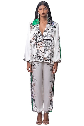 Multi-Colored Printed Blazer Set by AKOK