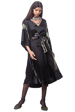 Black Printed Kaftan by AKOK