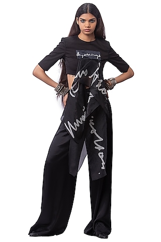 Black Silk Pant Set by AKOK