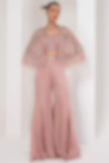 Pastel Pink Cotton Satin Sharara Set by AKARA at Pernia's Pop Up Shop