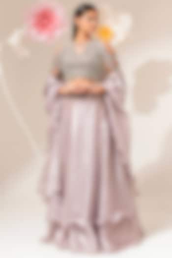 Lilac Fluid Organza Wedding Lehenga Set by AKARA at Pernia's Pop Up Shop