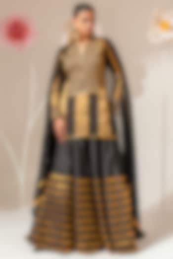 Black & Gold Silk Wedding Lehenga Set by AKARA at Pernia's Pop Up Shop