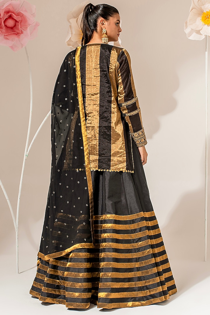 Black & Gold Silk Wedding Lehenga Set by AKARA at Pernia's Pop Up Shop