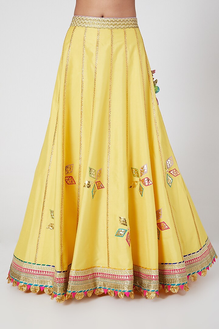 Yellow & Fuchsia Embroidered Wedding Lehenga Set by Avnni Kapur at Pernia's Pop Up Shop