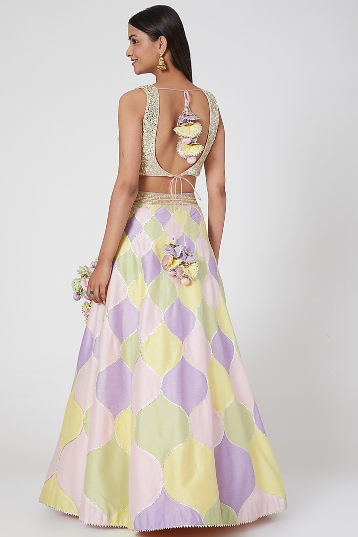 Mint & Purple Embroidered Wedding Lehenga Set by Avnni Kapur at Pernia's Pop Up Shop