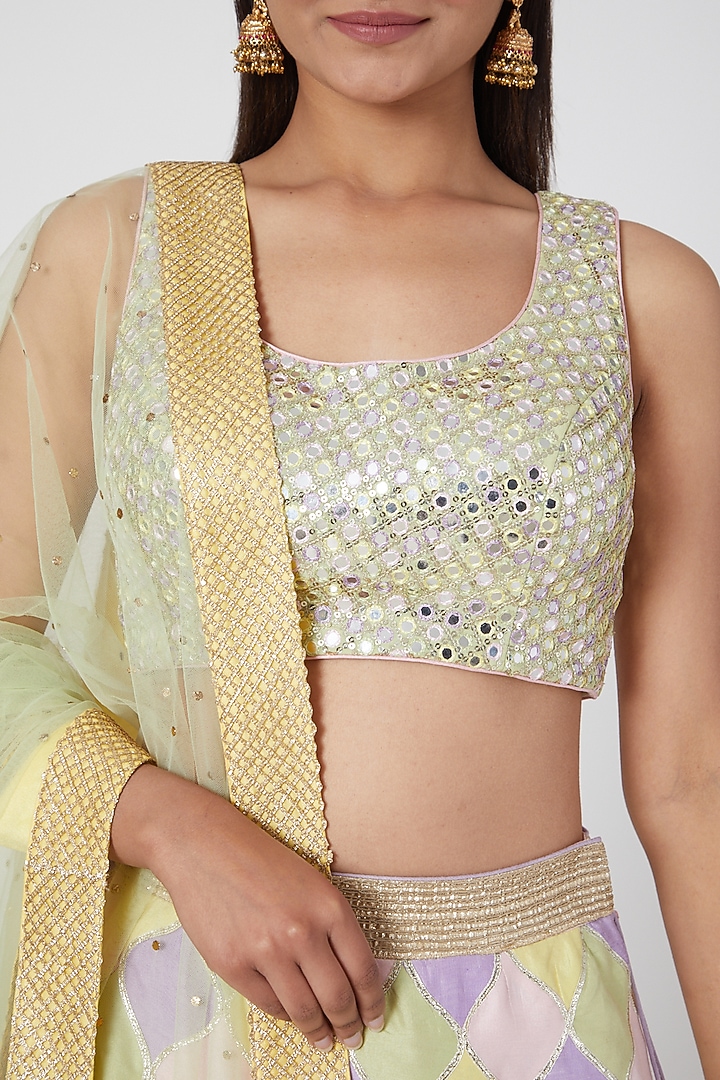 Mint & Purple Embroidered Wedding Lehenga Set by Avnni Kapur at Pernia's Pop Up Shop
