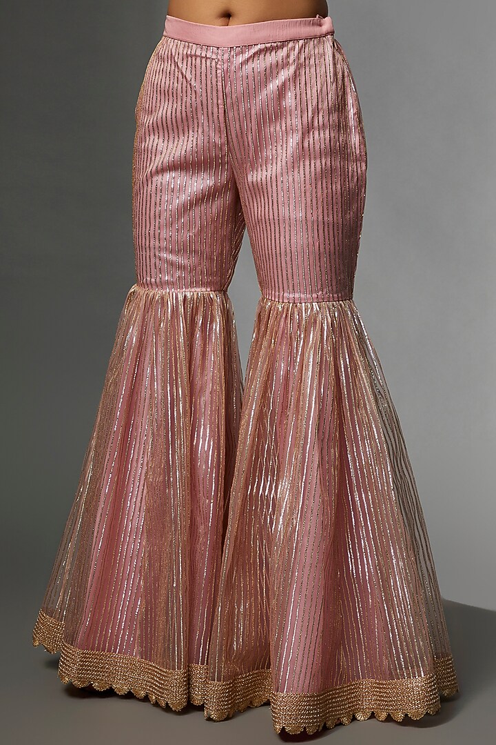 Pink Organza & Net Embroidered Gharara Set by Avnni Kapur at Pernia's Pop Up Shop