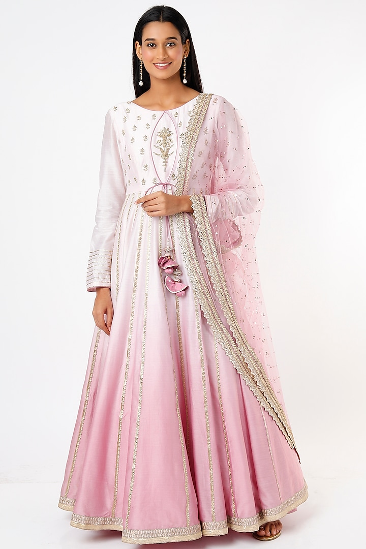 Blush Pink Embroidered Anarkali Set by Avnni Kapur