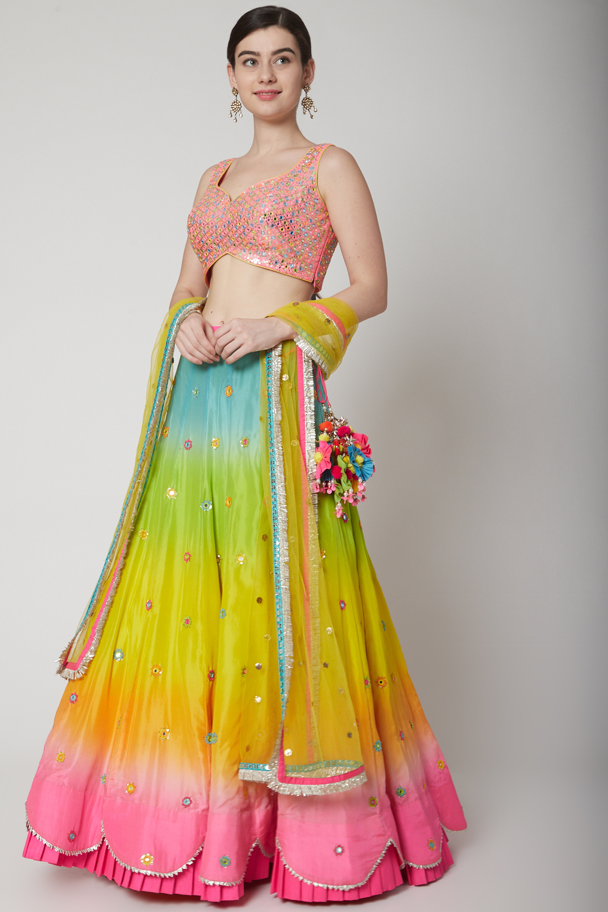 Multi Colored Embroidered  dulhan bday 22 may Lehenga Set by Avnni Kapur at Pernia's Pop Up Shop