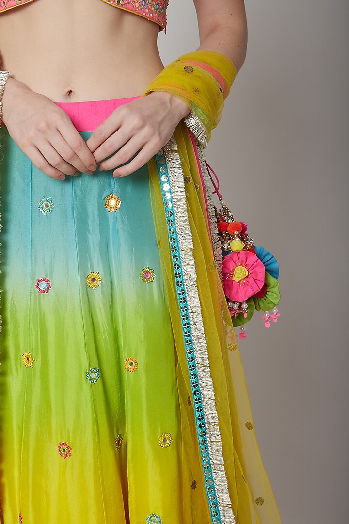 Multi Colored Embroidered Wedding Lehenga Set by Avnni Kapur at Pernia's Pop Up Shop