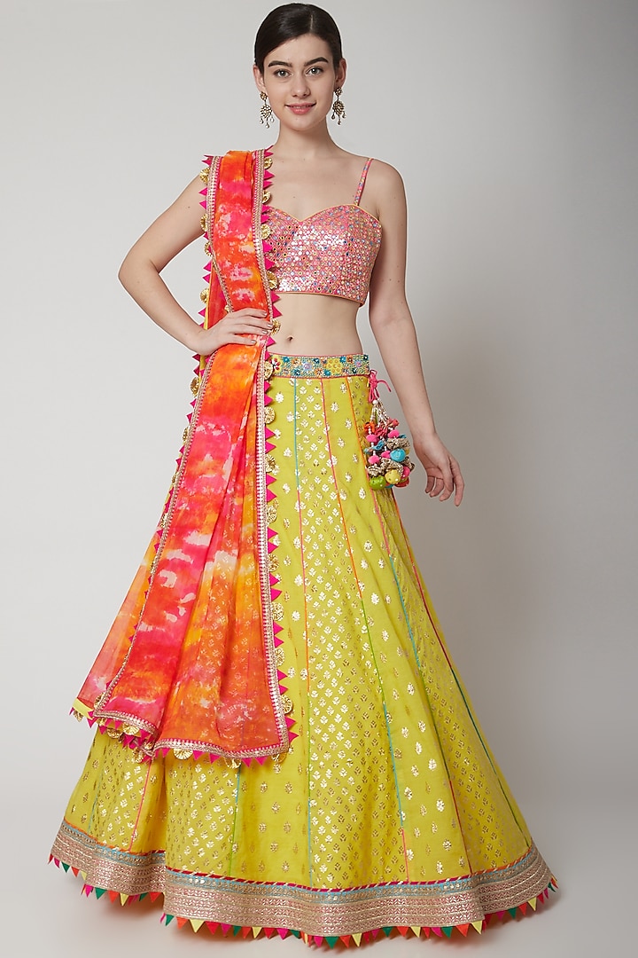 Yellow Embroidered Banarasi Wedding Lehenga Set by Avnni Kapur at Pernia's Pop Up Shop