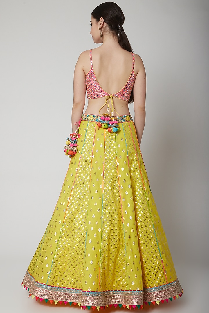 Yellow Embroidered Banarasi Wedding Lehenga Set by Avnni Kapur at Pernia's Pop Up Shop