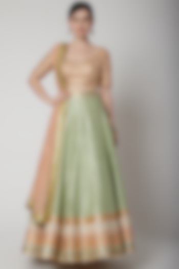 Mint Green Sequins Embroidered Wedding Lehenga Set by Avnni Kapur at Pernia's Pop Up Shop