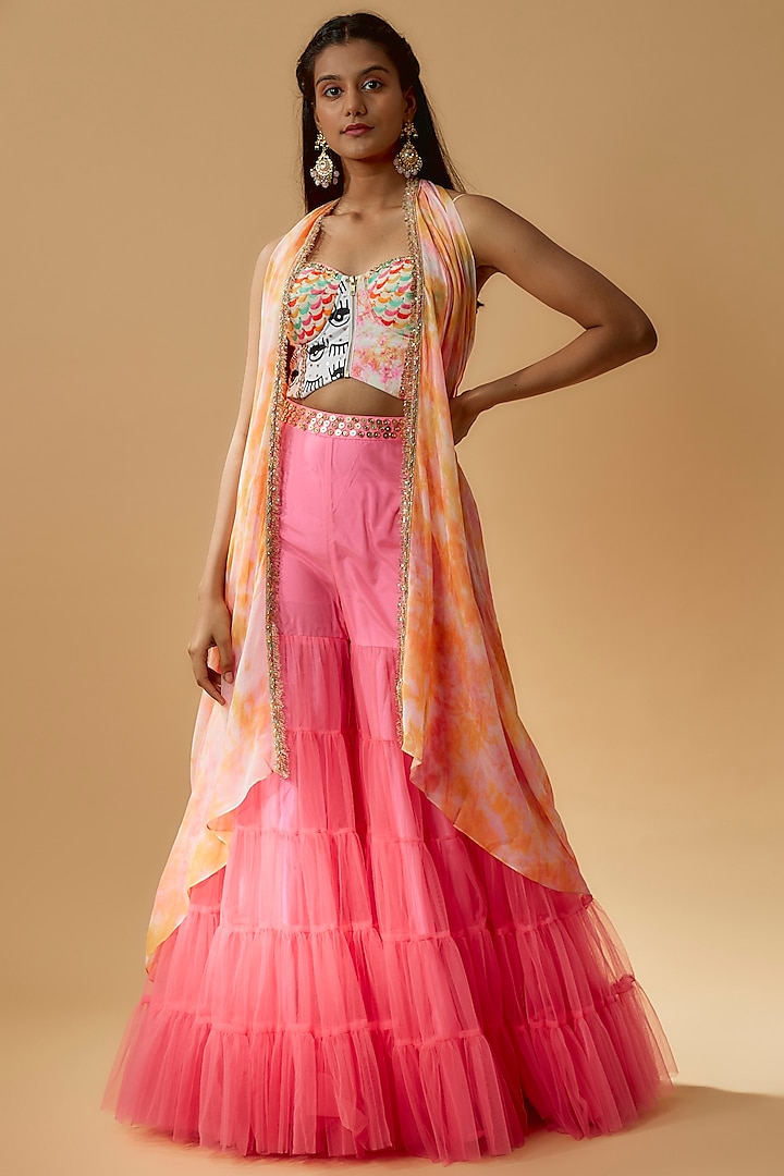 Multi-Colored Net Gharara Set by Avnni Kapur at Pernia's Pop Up Shop