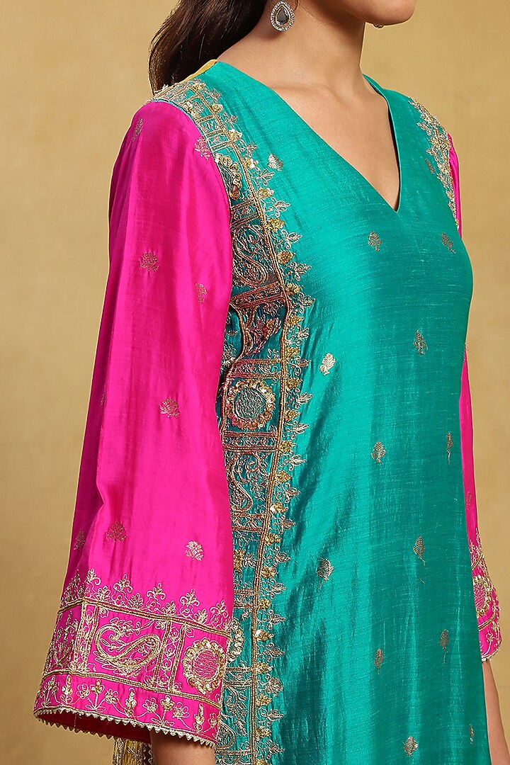Multi-Colored Chinon Chiffon Kurta Set by Akriti by Ritika at Pernia's Pop Up Shop