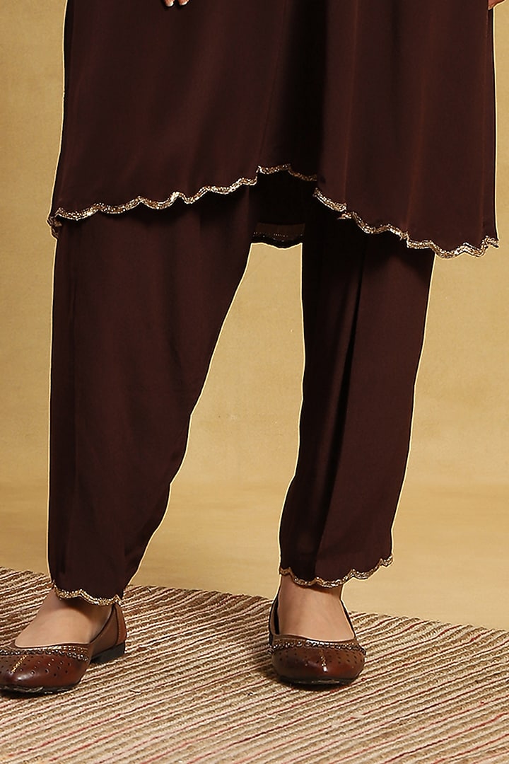 Brown Organza Crepe Kurta Set by Akriti by Ritika at Pernia's Pop Up Shop