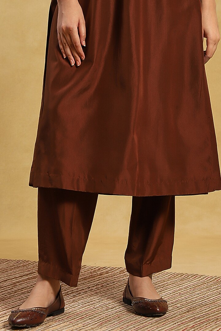 Brown Crepe Kurta Set by Akriti by Ritika at Pernia's Pop Up Shop