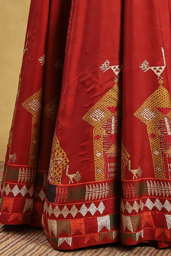 Orange Silk Hand-Painted Wedding Lehenga Set by Akriti by Ritika at Pernia's Pop Up Shop