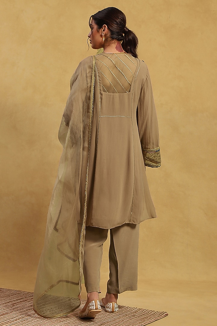 Green Georgette Gota Work Kurta Set by Akriti by Ritika at Pernia's Pop Up Shop