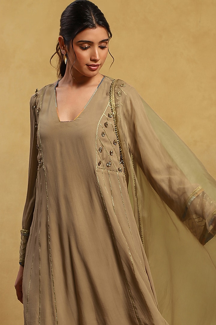 Green Georgette Gota Work Kurta Set by Akriti by Ritika at Pernia's Pop Up Shop